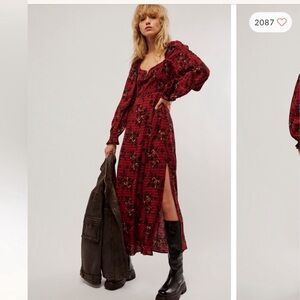 Free People Jaymes Floral Print Long Sleeve Empire Waist Midi Dress XS